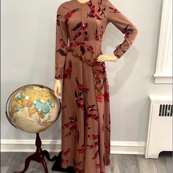 Annah Hariri Dresses & Skirts - Annah Hariri Floral Brown Maxi Dress